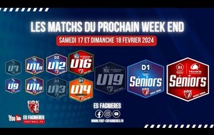 Les prochains matchs...17 & 18 février 2024...