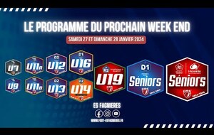 Programme du Week End des 27 & 28 Janvier 2024