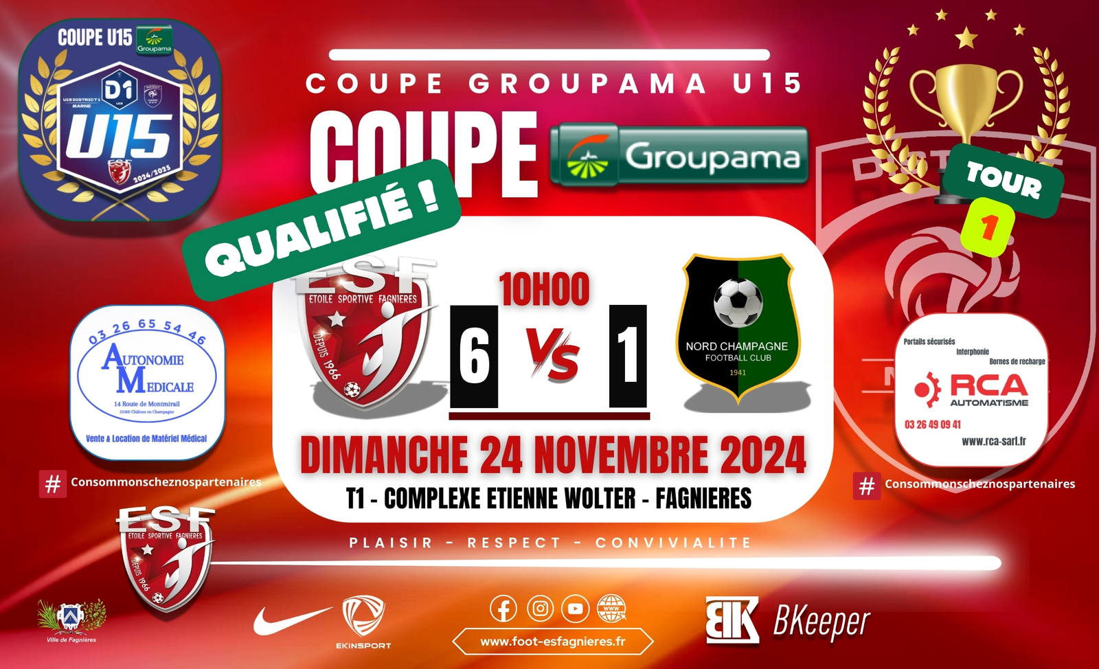 U15 MARNE - COUPE GROUPAMA T1 - ES FAGNIERES VS NORD CHAMPAGNE FC