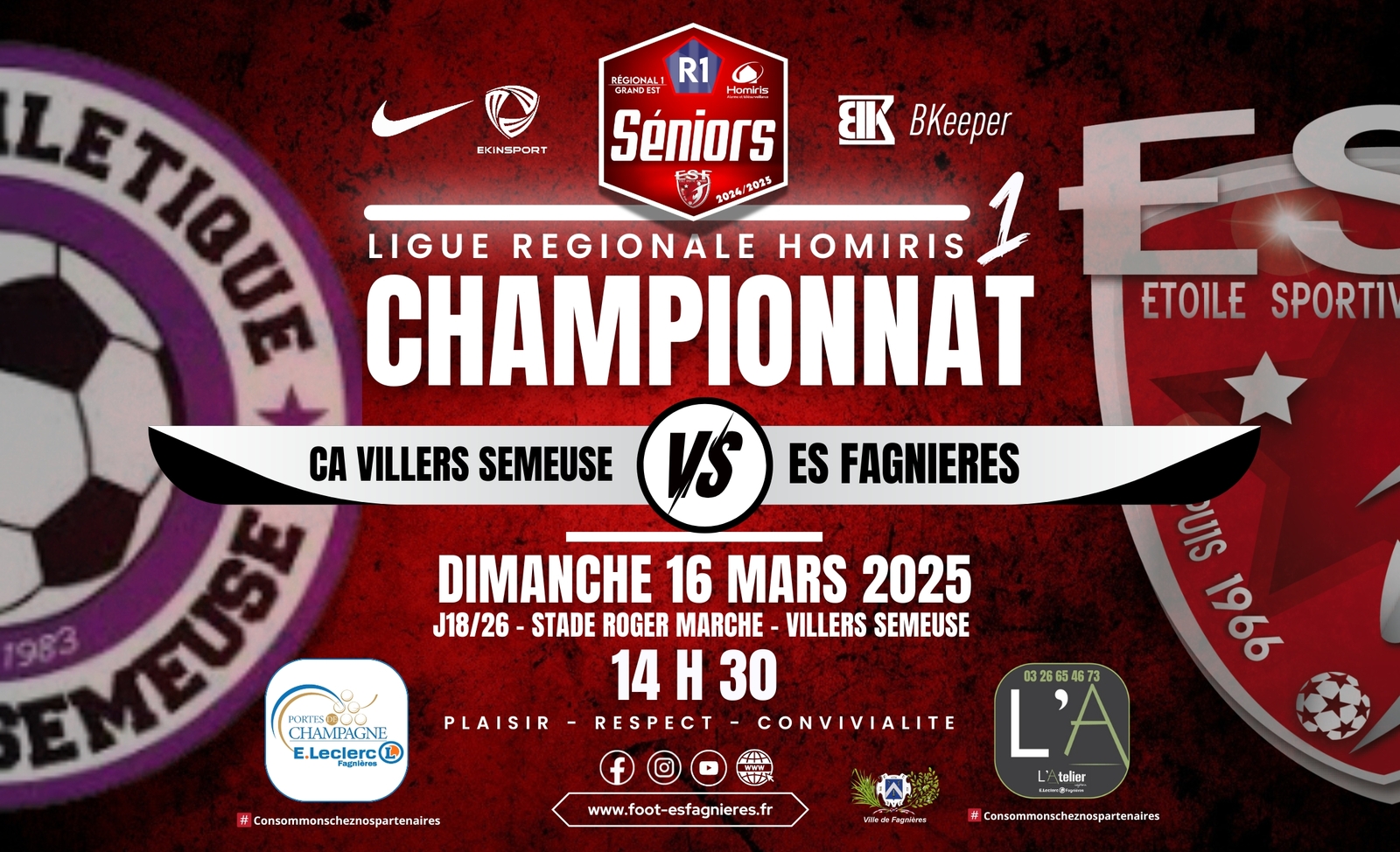 SENIORS R1 LIGUE J18/26 - CA VILLERS SEMEUSE VS ES FAGNIERES