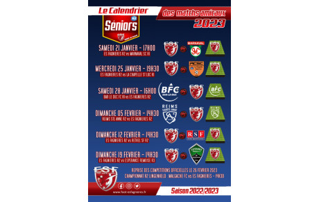 Séniors R2 : Calendrier des matchs amicaux....