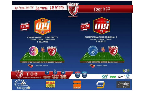 Foot à 11 - Le Programme du Samedi 18 Mars.... 