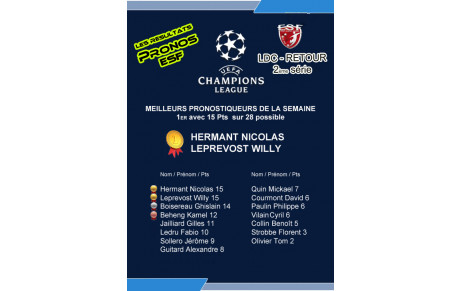 Les Pronos ESF, Résultats &amp; prochain prono...