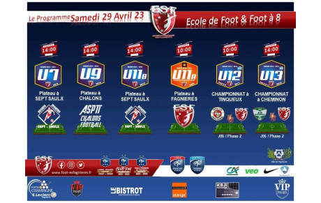 Le Programme du Samedi 29/04, EDF &amp; Foot à 8...
