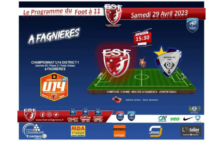 Le Programme du Samedi 29/04, Foot à 11...