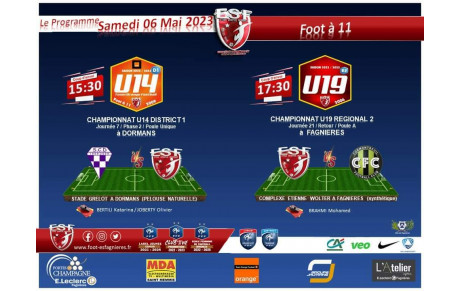 Le Programme du Samedi 6 mai, Foot à 11....